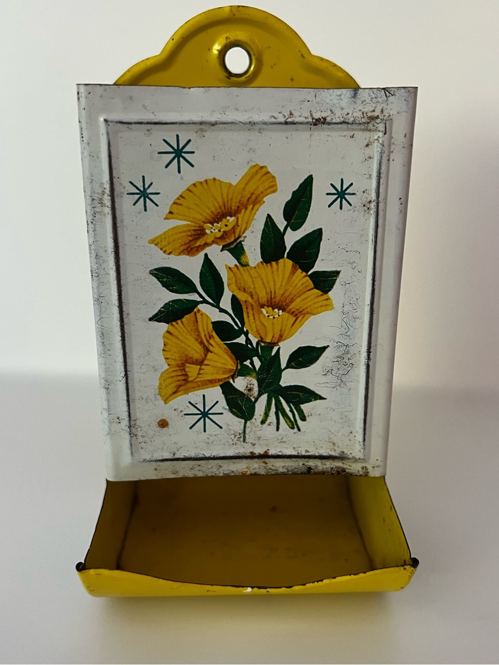 Vintage Tin Matchbook Holder Side Strike Match Box Farmhouse Cottagecore Retro